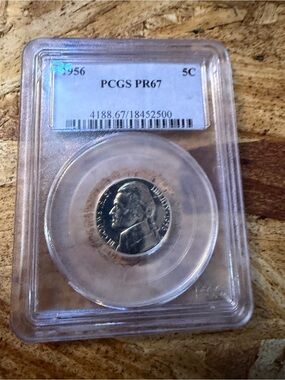 1956 PR67 Graded Jefferson Nickel in Clear Holder -